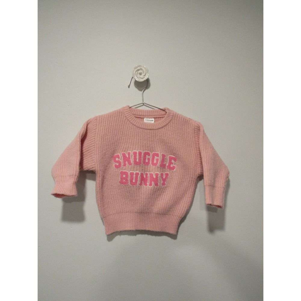 Spearmintlove Pink 100% Wool Snuggle Bunny Knit Sweater 6-12M Preppy Cozy